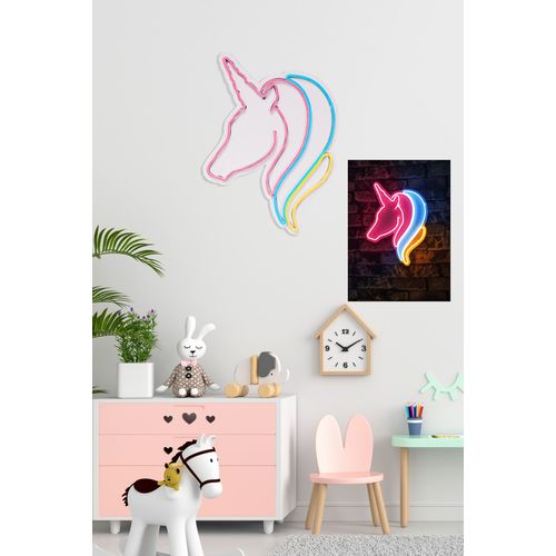 Wallity Ukrasna plastična LED rasvjeta, Unicorn - White, Blue, Yellow slika 3