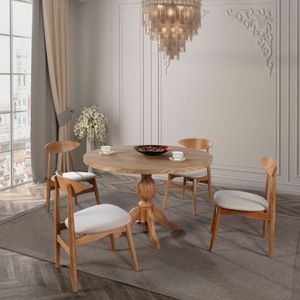 Albero139 Prirodni Set Trpezarijskog Stola i Stolica (5 Komada)
