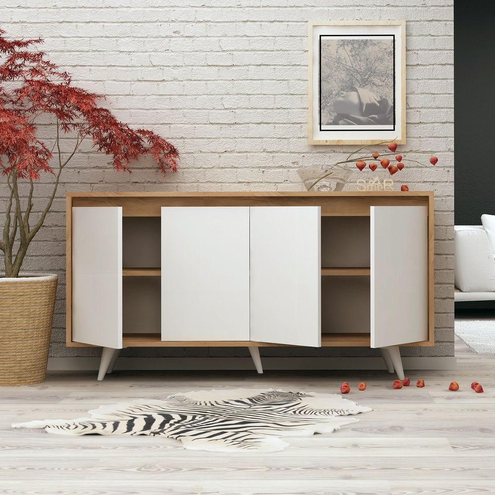 Hanah Home komoda sa ladicama Shans 140x86x40cm - Hrast/Bijela slika 2