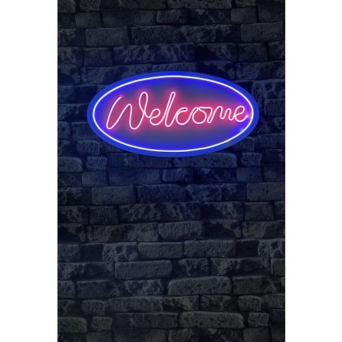 Wallity Ukrasna plastična LED rasvjeta, Welcome - Blue, Pink slika 9