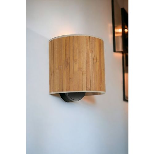 Bambu 01 Abajurlu Oval Aplik Wooden Wall Lamp slika 2