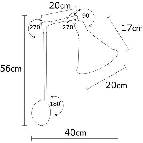 Opviq Zidna lampa BERCESTE crna, metal, promjer 20 cm, visina 56 cm, E27 40 W, Berceste - N-682 slika 3