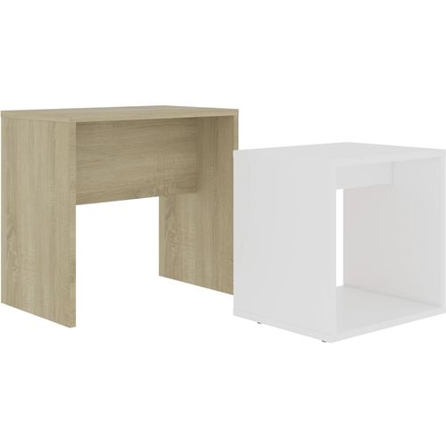 Set stolića za kavu bijeli i boja hrasta 48x30x45 cm od iverice slika 19