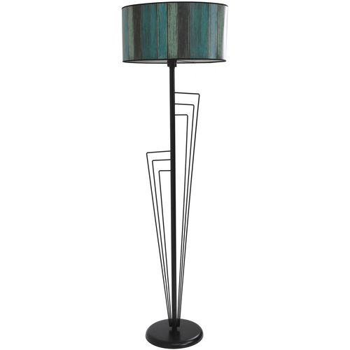 Kelebek Siyah Lambader Silindir Renkli Abajurlu Black Floor Lamp slika 2