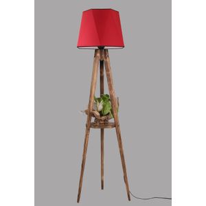 Sehbalı tripod lambader yanık altıgen kırmızı abajurlu Red Floor Lamp