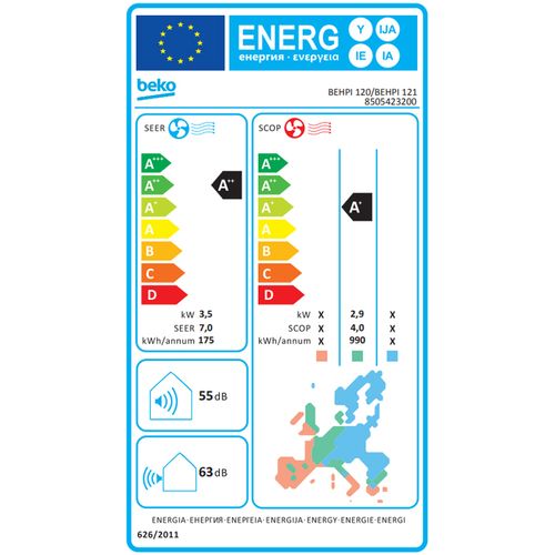 Beko BEHPI 120 / BEHPI 121 Klima uređaj, Inverter, 12000 BTU slika 2