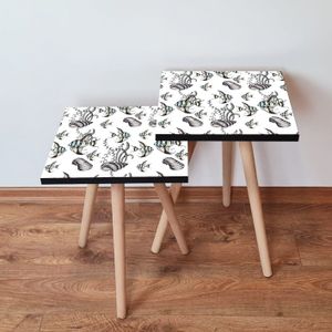 Nesting stolovi 2Shp400 - (2 komada) - boje: bijela, crna, zelena, plava
