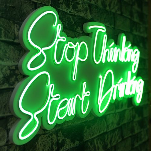 Wallity Ukrasna plastična LED rasvjeta, Stop Thinking Start Drinking - Green slika 7