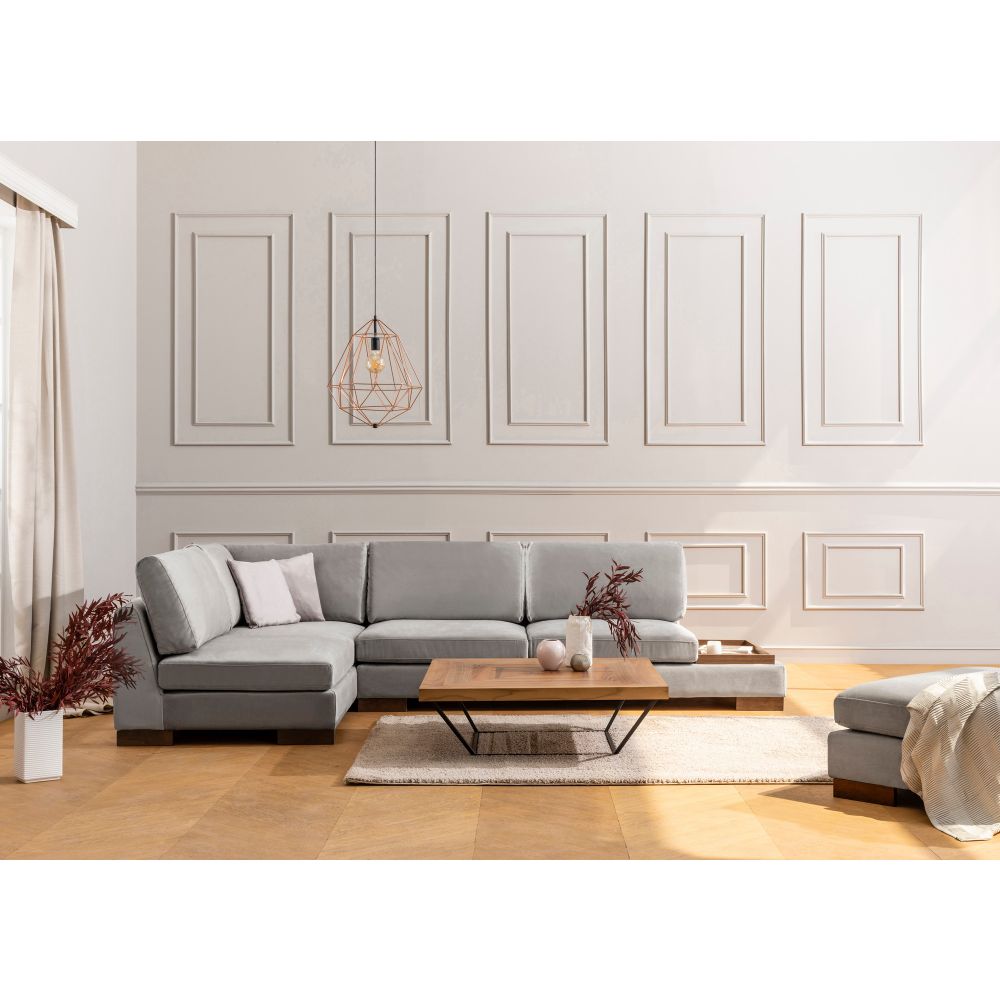 Tulip Kutna Sofa Lijeva Bez Poufa - Svijetlo Siva slika 2