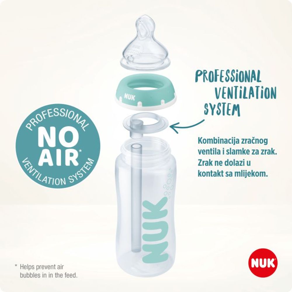 NUK Flašica Anti-Colic Professional sa indikatorom temperature 300ml 0-6mj slika 3