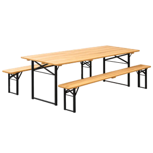 Stol i klupe drvene sa metalnim nosačima 200 x 80 x 75 cm