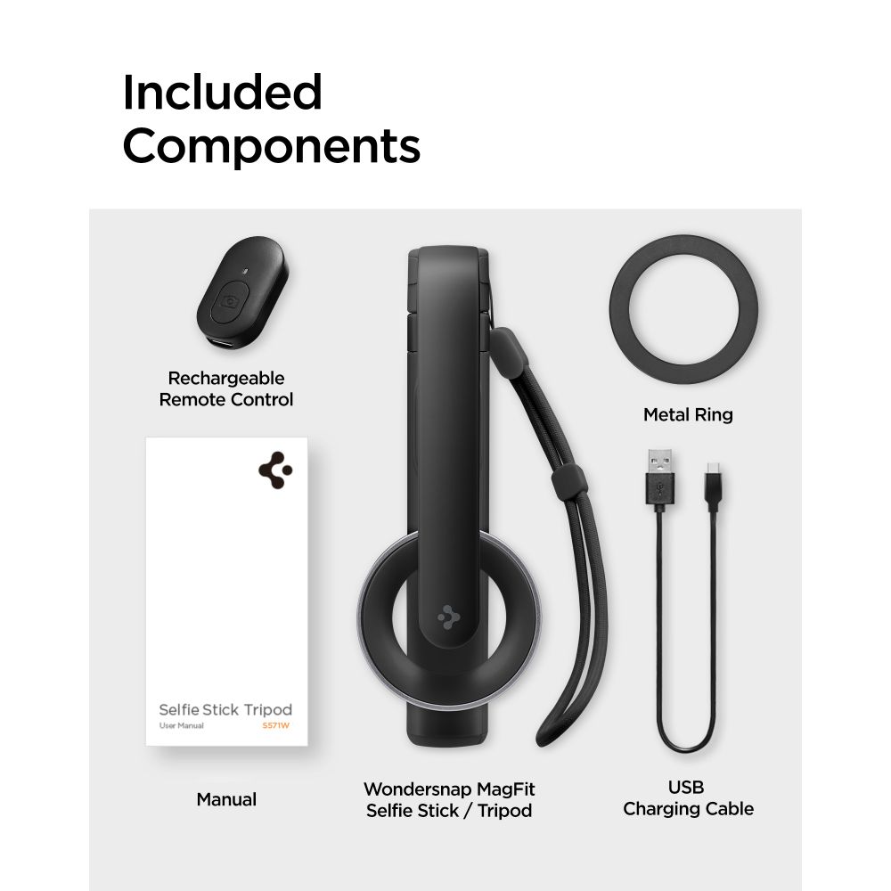 Spigen MagSafe Tripod Selfie Stick, black slika 11