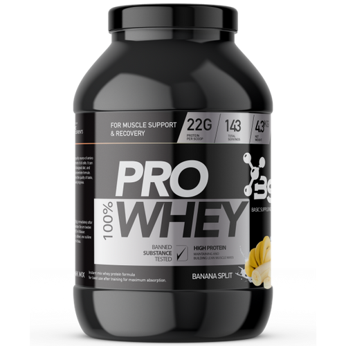 100% PRO WHEY 4.3KG BASIC SUPPLEMENTS -  Banana Split slika 1