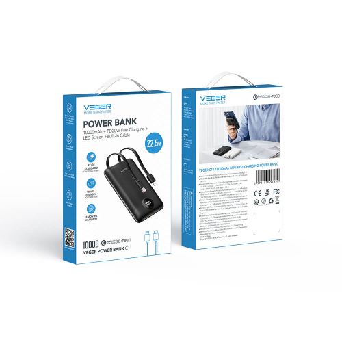 VEGER powerbank C11 10000 mAh, crni slika 9