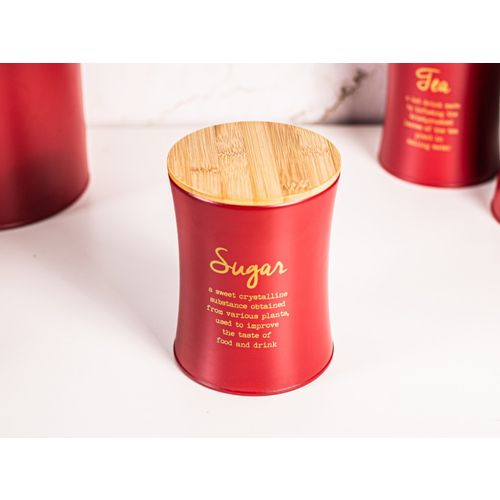 Altom Design stožasta posuda za šećer s bambusovim poklopcem crvena, dekor SUGAR - 0204018416 slika 10
