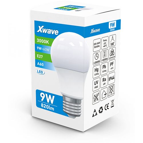 Xwave E27 9W LED Sijalica 3000K/220V/820Lm/Toplo Bela slika 2
