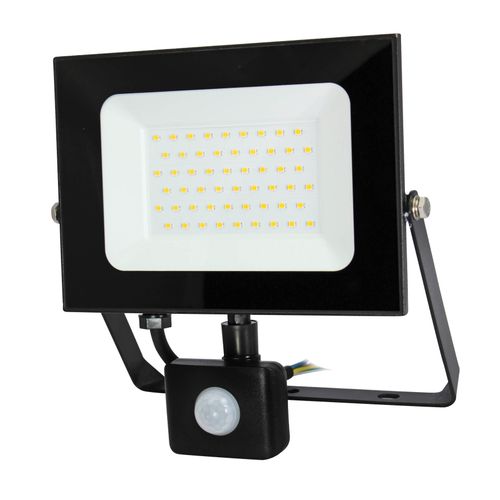 LED reflektor 50 W s detektorom pokreta, 4000 K (neutralno bijela boja svjetla), 4250 lm, IP44, 30 000 h, crni slika 1