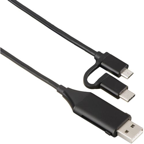 HAMA 4u1 Musko/Zenski USB- Mikro USB kabl+USB-C adapter slika 1