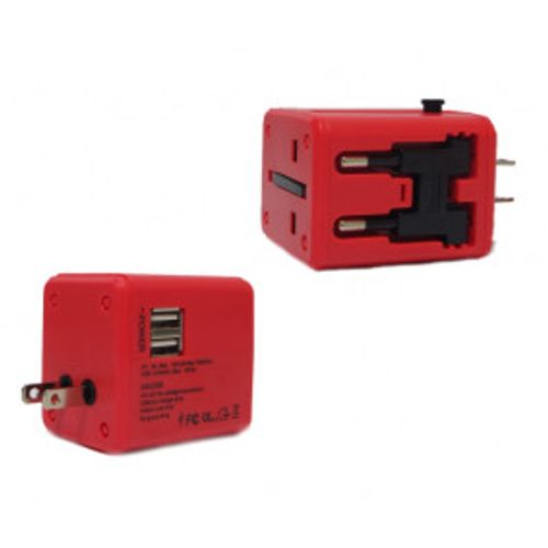 Universal travel adapter crvena slika 1