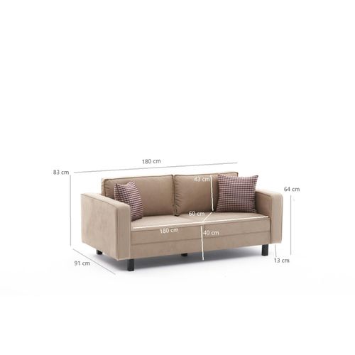 Atelier Del Sofa Dvosjed, Krem, Kale Velvet - Cream slika 7