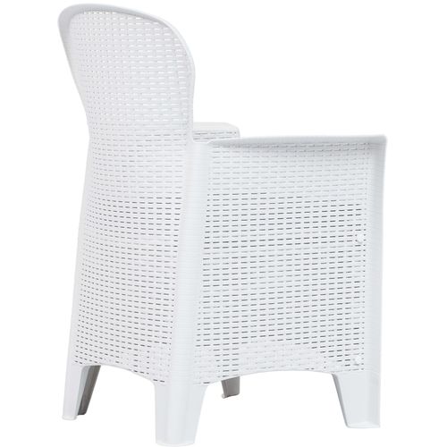 Vrtne stolice 2 kom s jastucima bijele plastične nalik na ratan slika 3