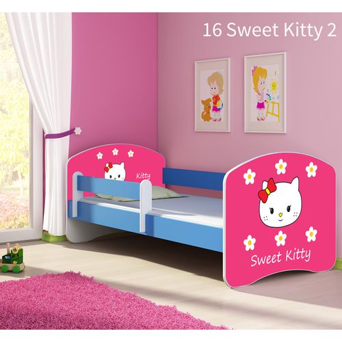 Dječji krevet ACMA s motivom, bočna plava 140x70 cm 16-sweet-kitty-2 slika 1