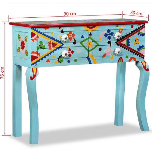 Konzolni Stol Masivno Drvo Manga Plavi Ručno Obojan slika 14