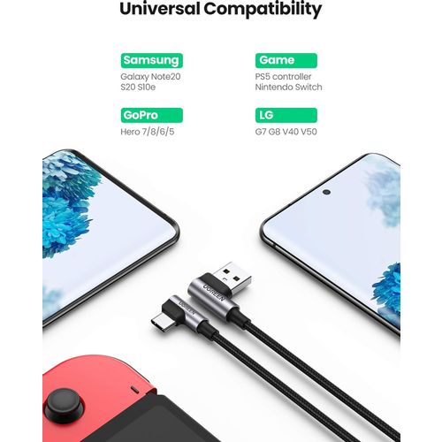 Ugreen USB na USB C kutni kabel za brzo punjenje 2M slika 3