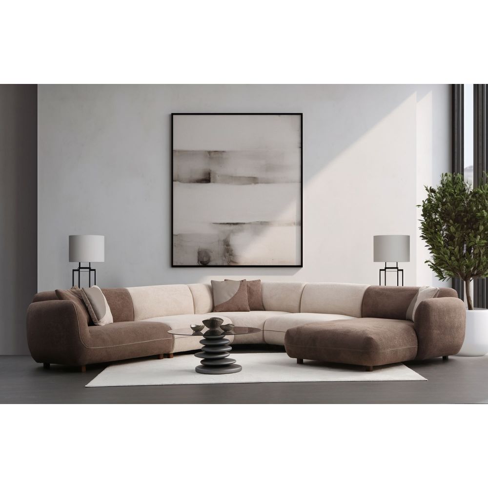 Ugaona sofa Pavia Corner 6 (L1,5+O1+Cx+O1+Chlr) - boje: krem smeđa slika 1