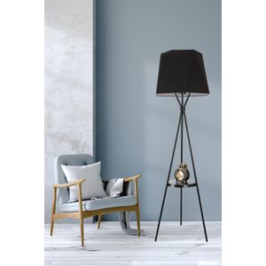 Venedik sehpalı siyah lambader altıgen siyah abajurlu Black Floor Lamp