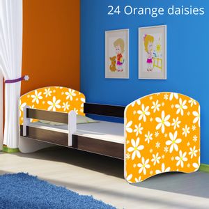 Dječji krevet ACMA s motivom, bočna wenge 140x70 cm - 24 Orange Daisy