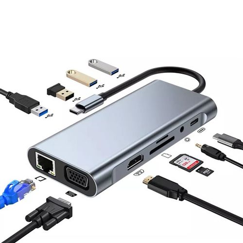 Linkom Adapter-konvertor TIP-C NA HDMI+4XUSB+TIP-C+SD/MICRO+AUDIO+VGA+RJ45 slika 1