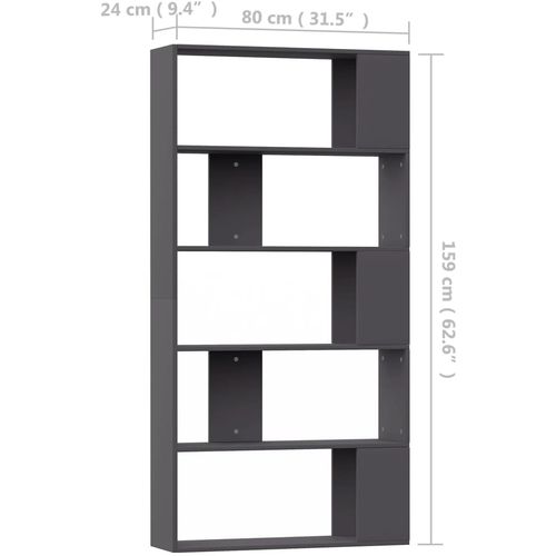 Ormarić za knjige / sobna pregrada sivi 80x24x159 cm od iverice slika 40