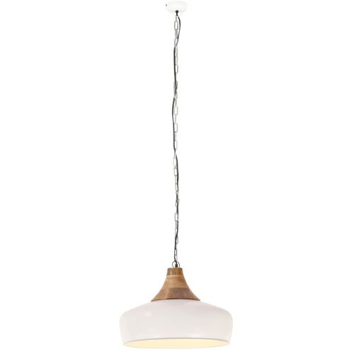 Industrijska viseća svjetiljka bijela 35 cm E27 željezo i drvo slika 5