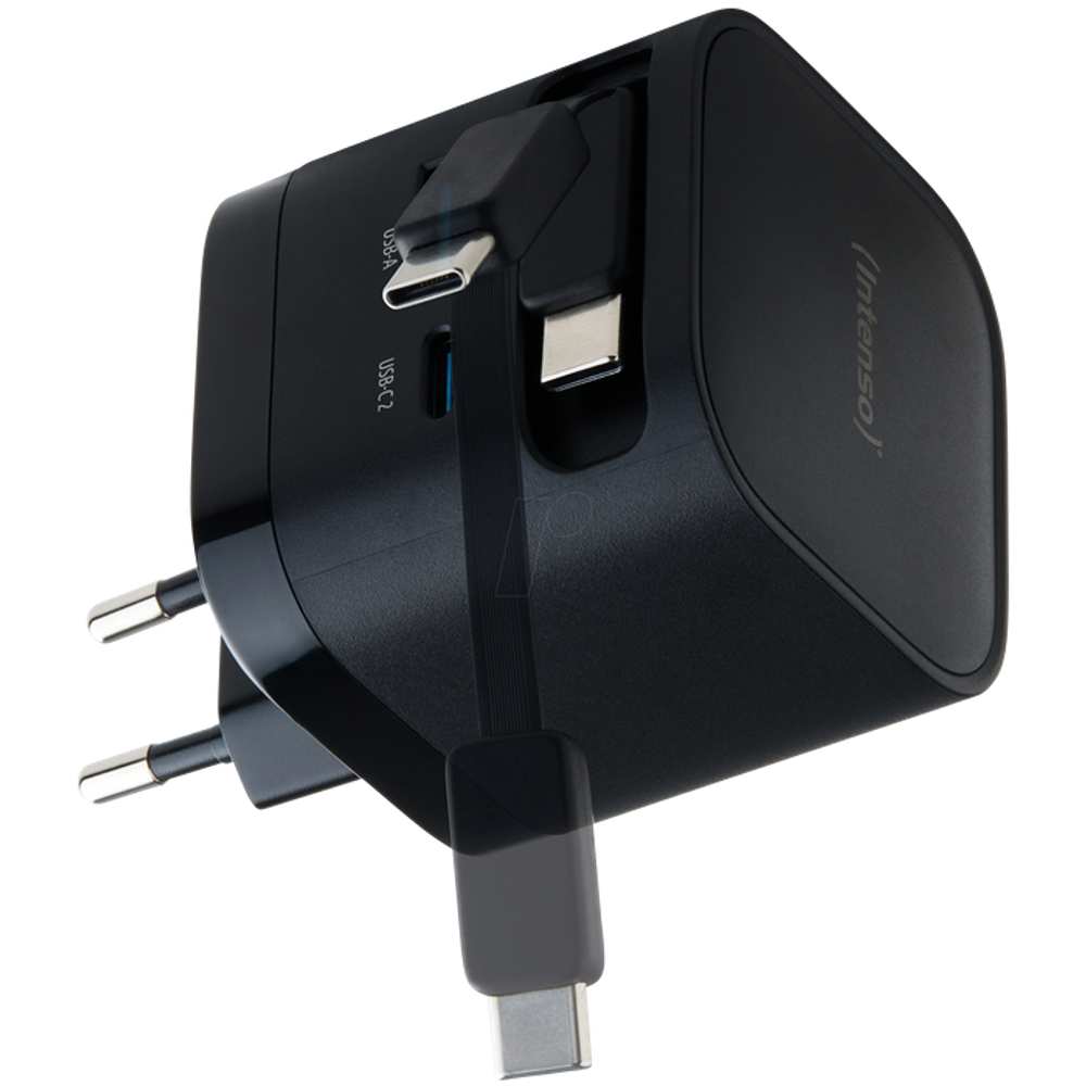 Intenso 65W GaN napajalnik z vgrajenim kablom USB-C, crni slika 6