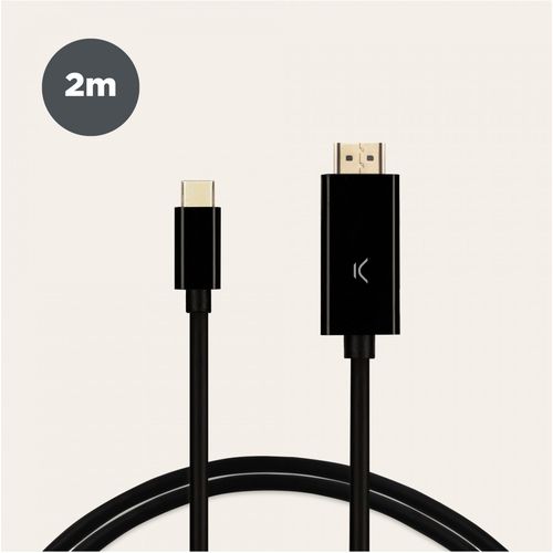 KSIX, adapter kabel USB C na HDMI, 2m, crni, 4K, 10Gbps, 60Hz slika 1