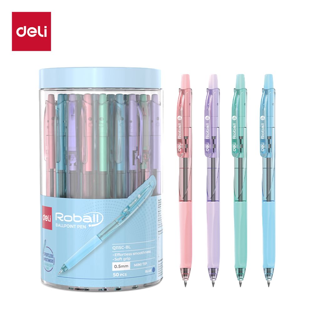 HEMIJSKA OLOVKA DELI ROBALL MIX PASTELNIH BOJA 0.5 mm PLAVI ISPIS EQ115C-BL slika 1