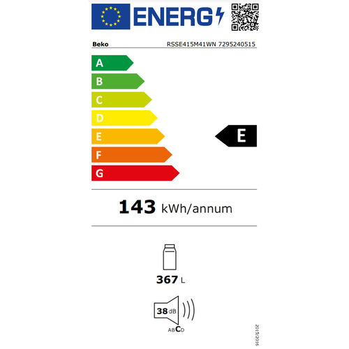 Beko RSSE415M41WN Frižider sa jednim vratima, Visina 171.4 cm, Širina 59.5 cm, Bela boja slika 4