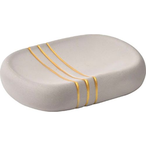 TENDANCE POSUDA ZA SAPUN GOLD STRIPES 12X9X2,5 CM KERAMIKA, SIVA 64100180 slika 1