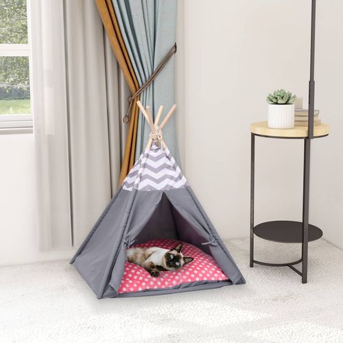 Šator tipi za mačke od breskvine kore sivi 60 x 60 x 70 cm slika 9