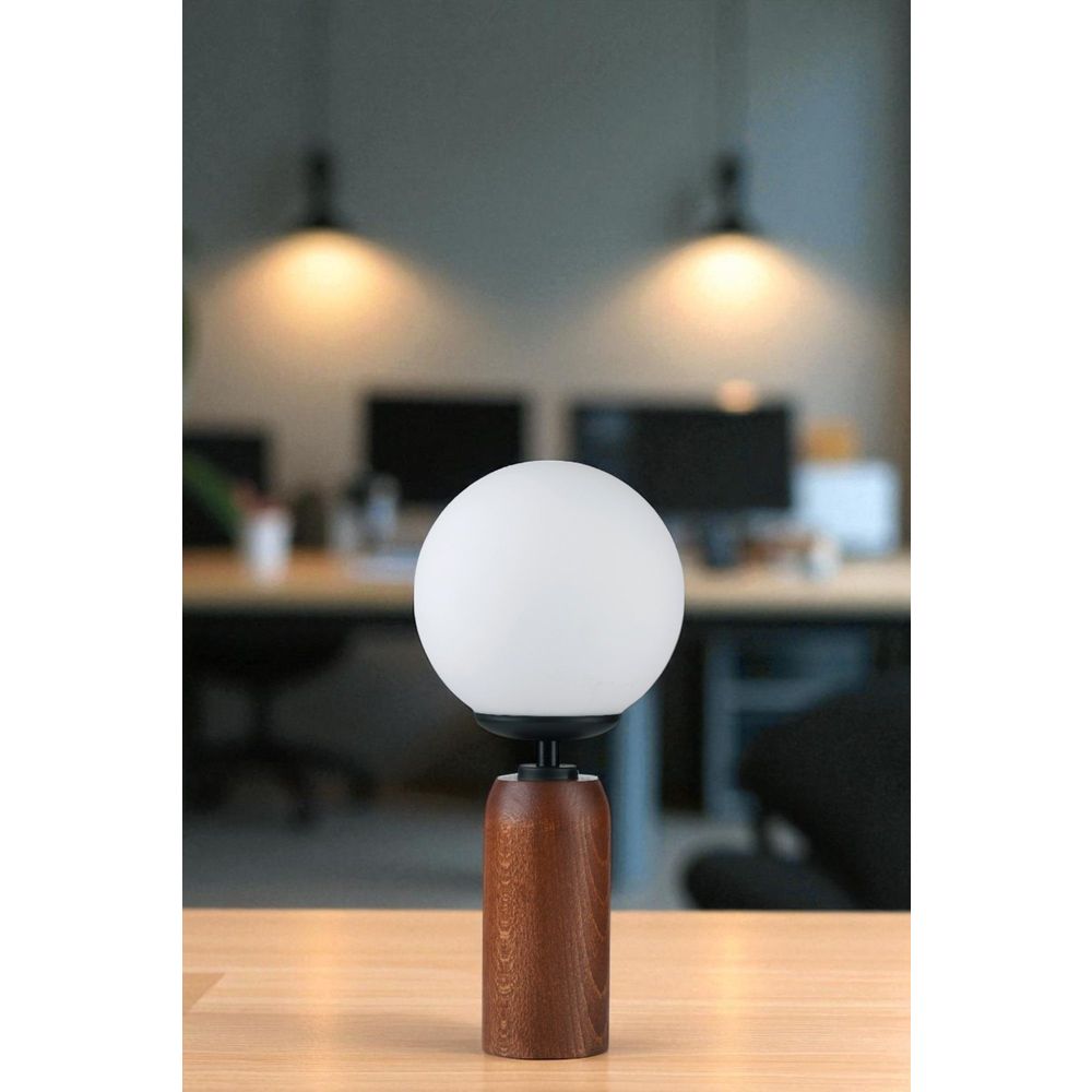 Stolna Lampa 8900-1 u Bijeloj, Crnoj i Orahovoj Boji slika 1