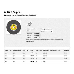 Klingspor disk za rezanje aluminija 230mm x 3,0mm x 22,2mm A46N Supra