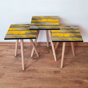 Nesting Table Set (3 komada) - Sivi i Žuti