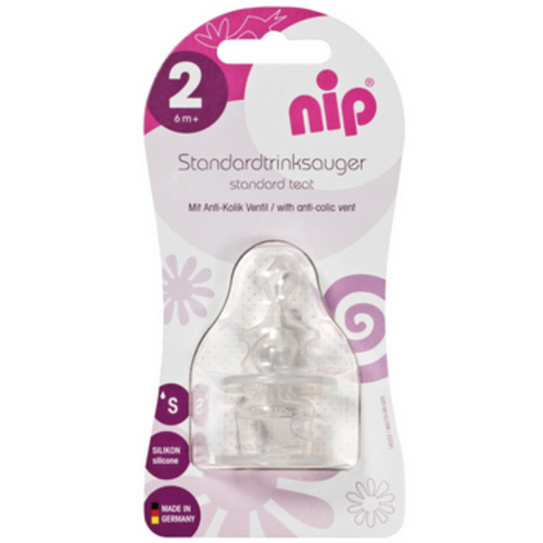 nip® Anatomska silikonska duda za flašicu 6m+, Anti-colic, Flow S, 2kom slika 3