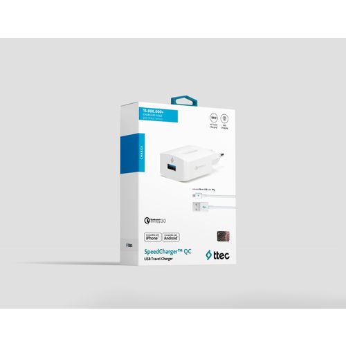 Punjač Zidni - Uni 1xUSB (QC 3.0) - White - +MicroUSB cable 1,2m slika 2