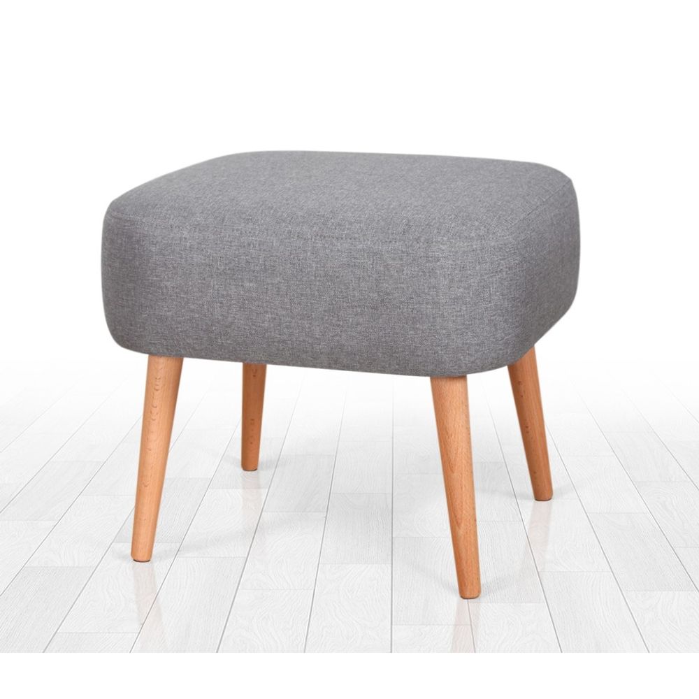 Parrot - Sivi Pouffe s Drvenim Nogama slika 5