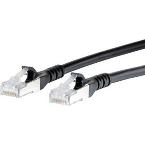 Metz Connect 130845A000-E RJ45 mrežni kabel, Patch kabel cat 6a S/FTP 10.00 m crna sa zaštitom za nosić 1 St.