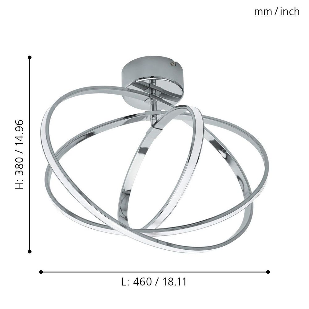 Eglo Selvina Stropna Lampa - LED, 12W, 14W, 9W, Krom/Bijela slika 3