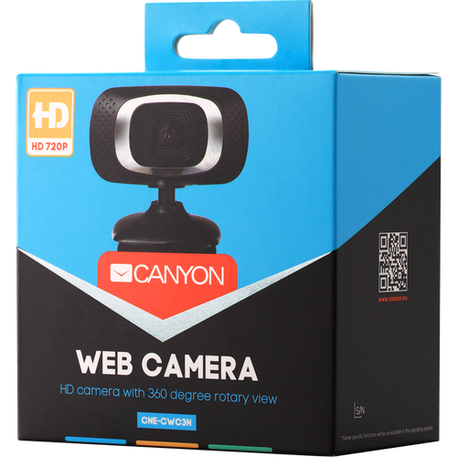 CANYON C3 720P HD webcam with USB2.0. connector, 360° rotary view scope, 1.0Mega pixels, Resolution 1280*720, viewing angle 60°, cable length 2.0m, Black, 62.2x46.5x57.8mm, 0.074kg slika 3