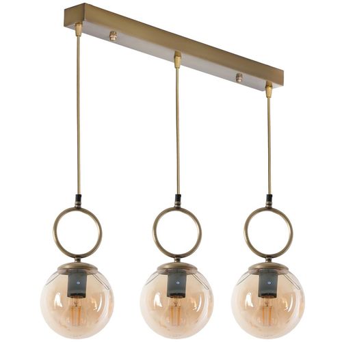 Morino 3 Lü Sıralı Bal Camlı Eskitme Sarkıt Copper Chandelier slika 2